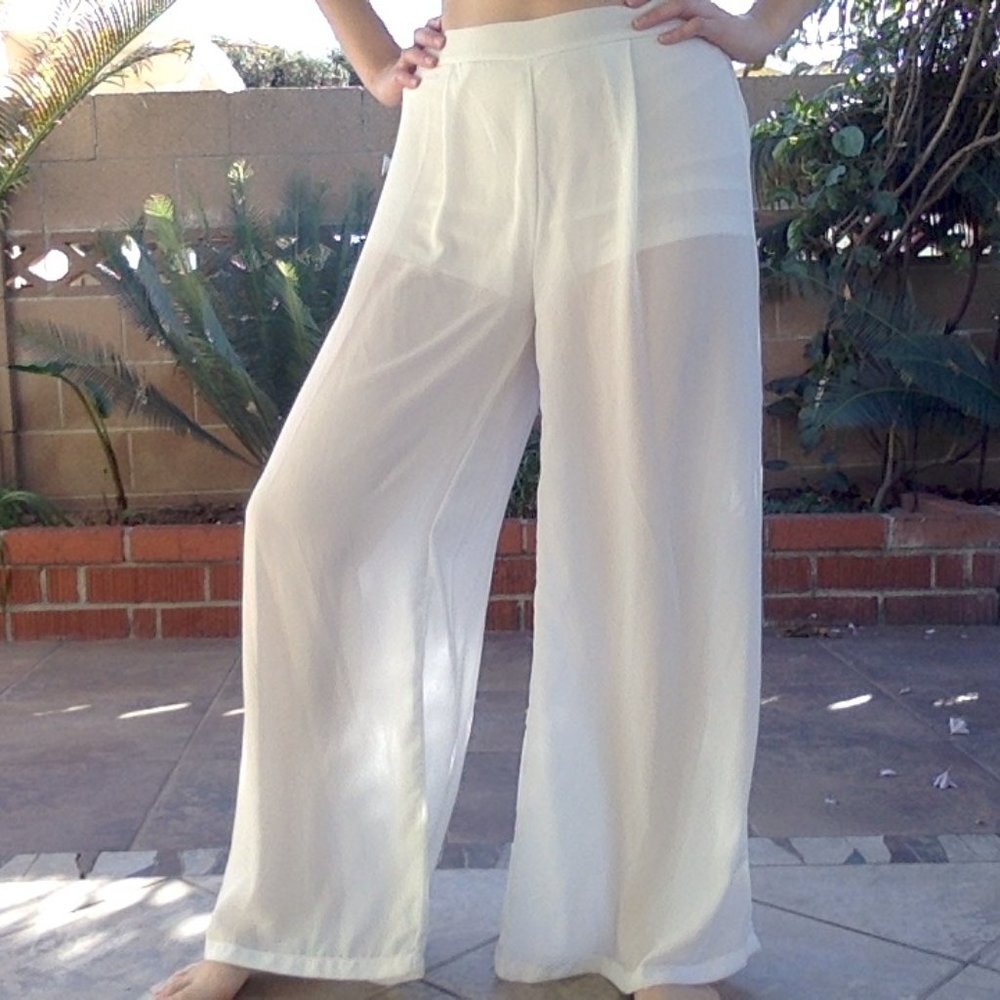 Long flowy white pants